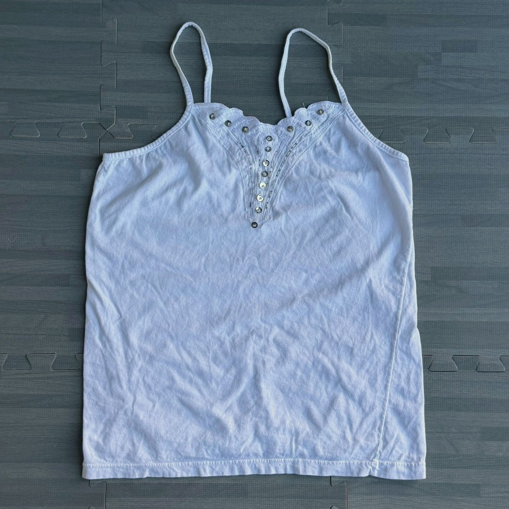 100% Cotton Womens Cami Tank Top Embroidered Y2K Style